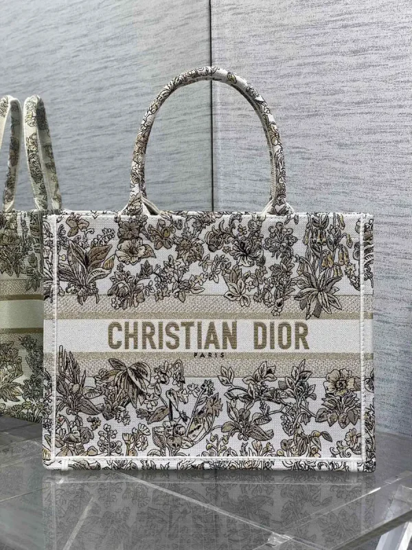 Dior Floral Embroidered Tote Bag image 1