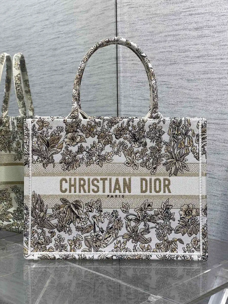 Dior Floral Embroidered Tote Bag image 1