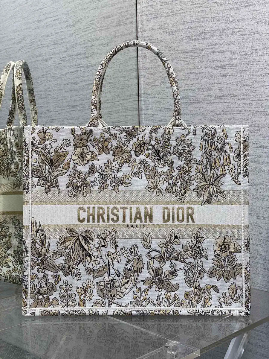 Dior Floral Embroidered Tote Bag image 1