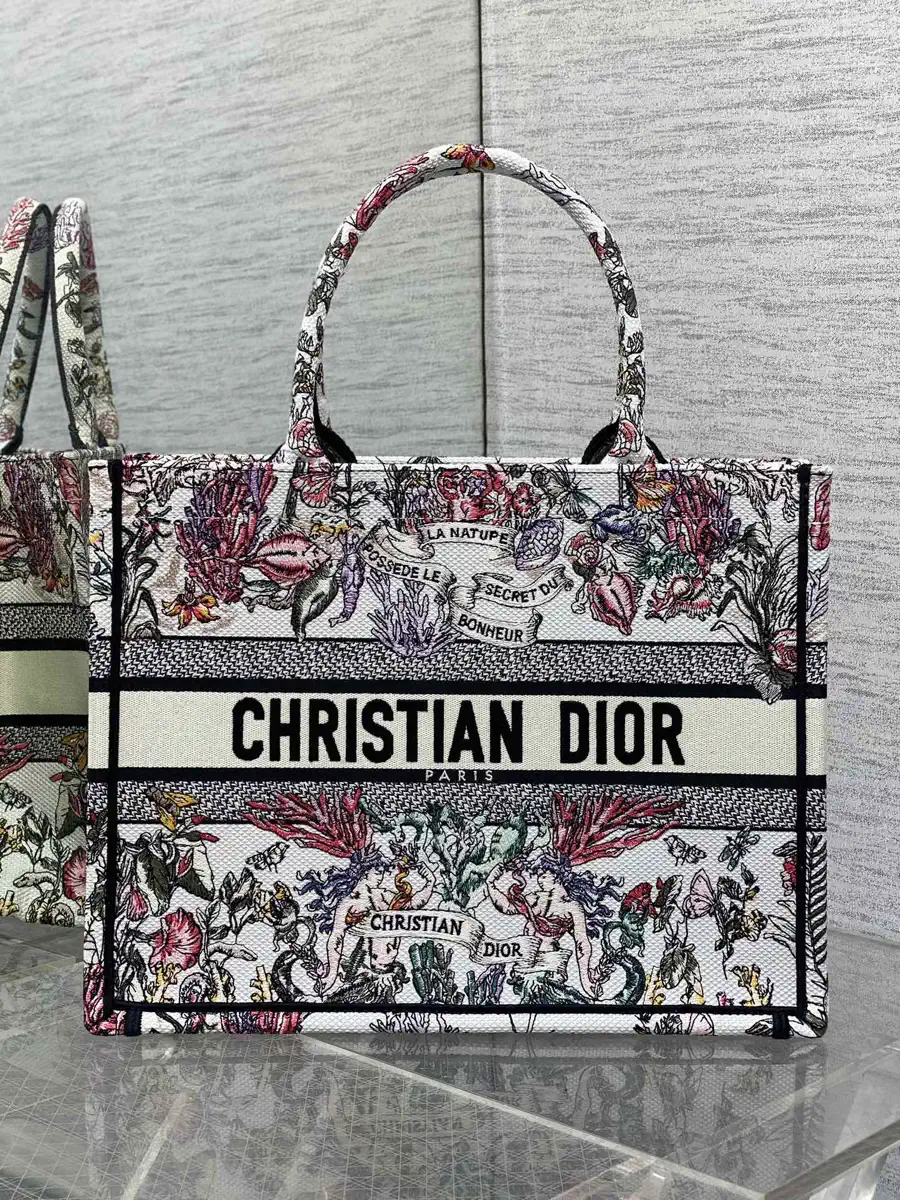 Dior Floral Embroidered Tote Bag image 1