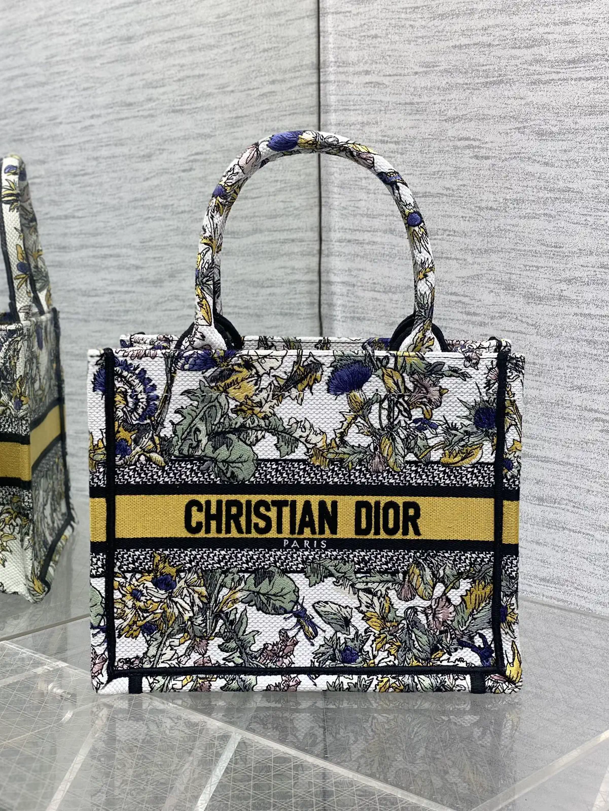 Dior Floral Embroidered Tote Bag image 1