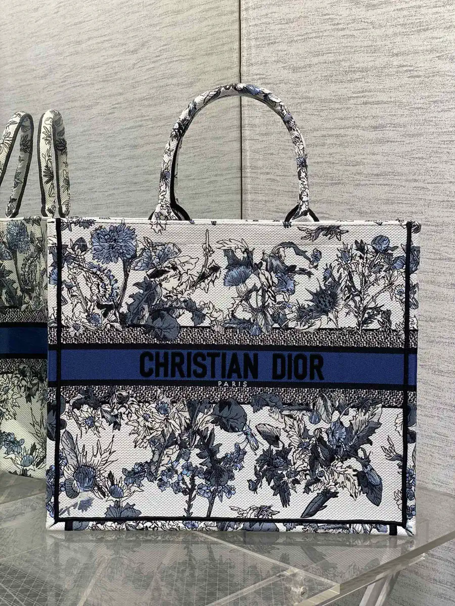 Dior Floral Embroidered Tote Bag image 1