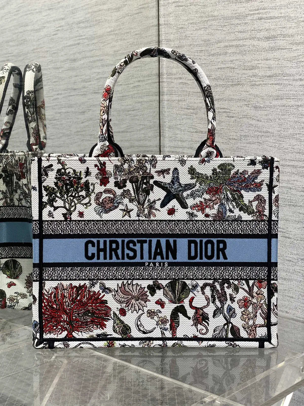 Dior Floral Marine Embroidered Tote Bag image 1