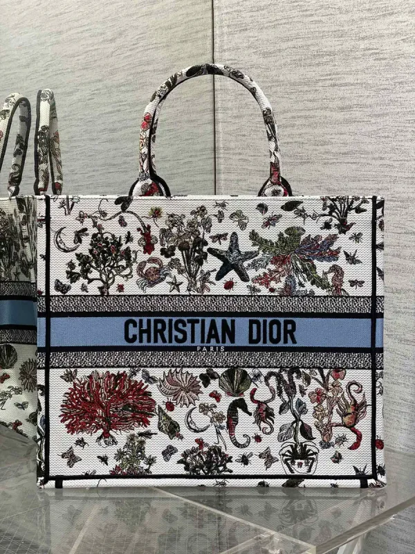 Dior Floral Marine Embroidered Tote Bag image 1