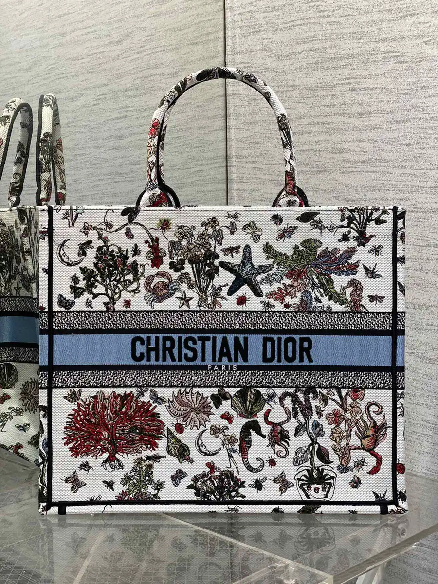 Dior Floral Marine Embroidered Tote Bag image 1