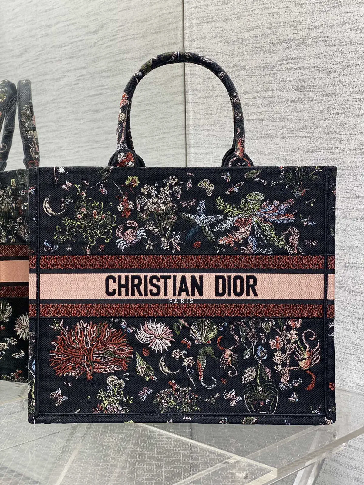 Dior Floral Embroidered Tote Bag image 1