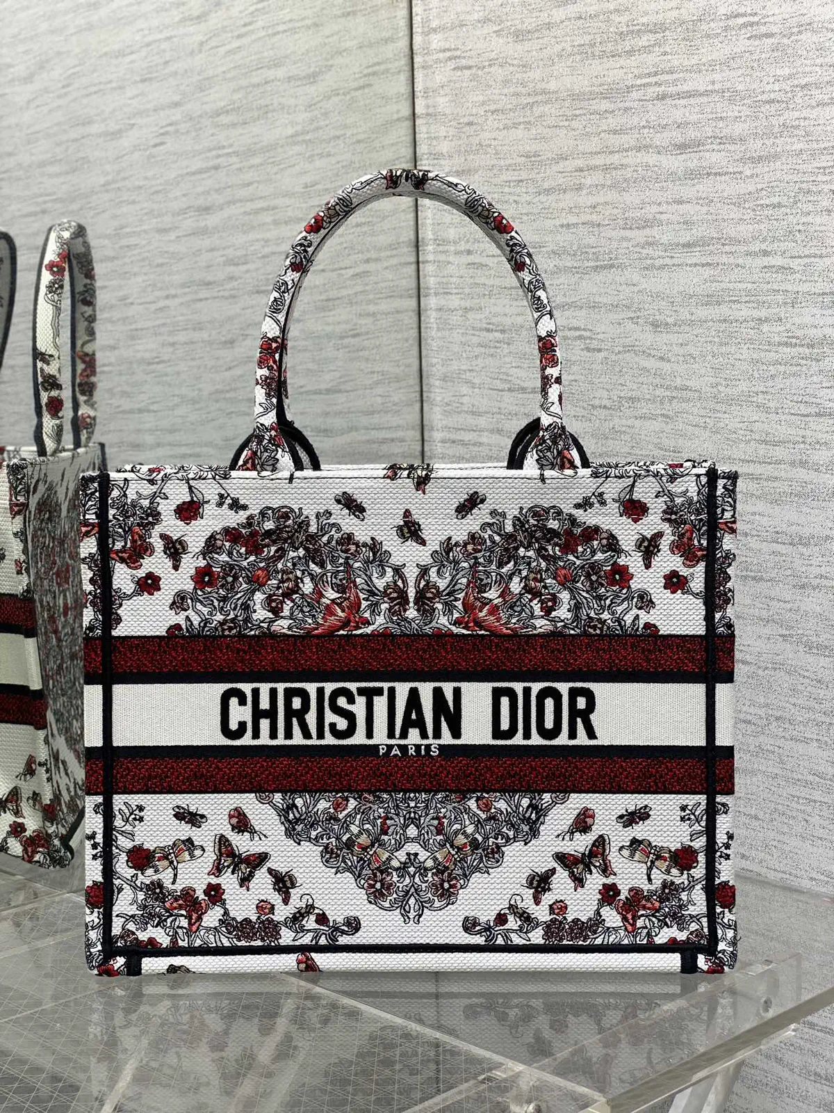 Dior Floral Embroidered Tote Bag image 1