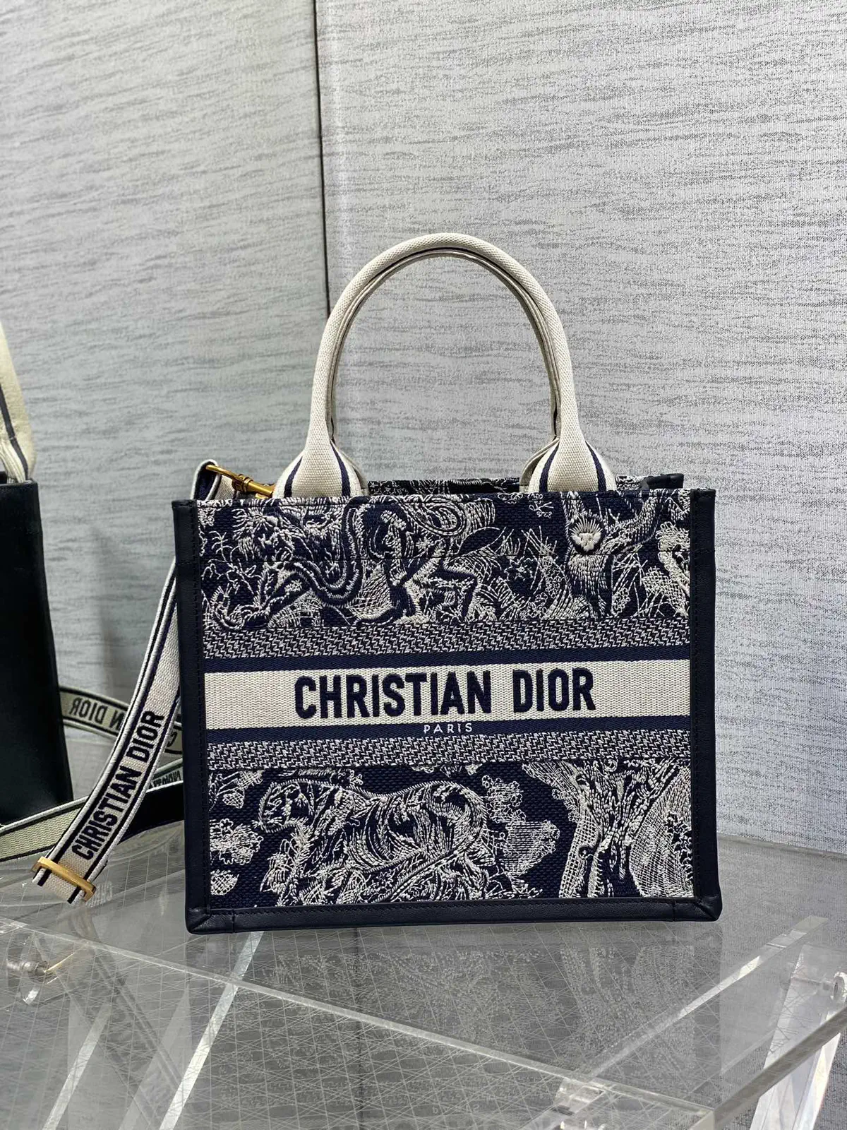 Dior Tiger Embroidered Tote Bag image 1