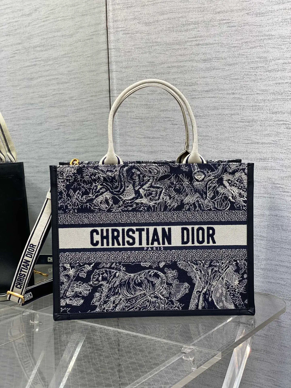Dior Tiger Embroidered Tote Bag image 1