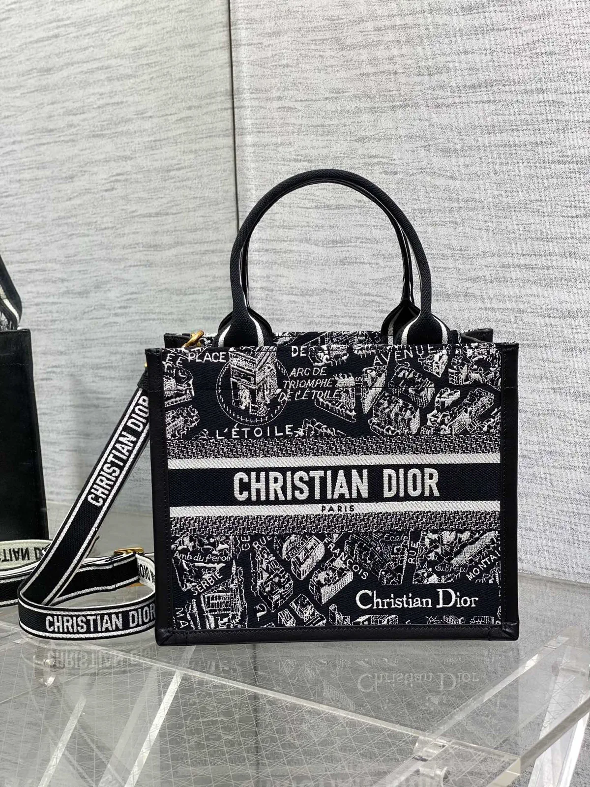 Dior Paris Map Embroidered Tote Bag image 1