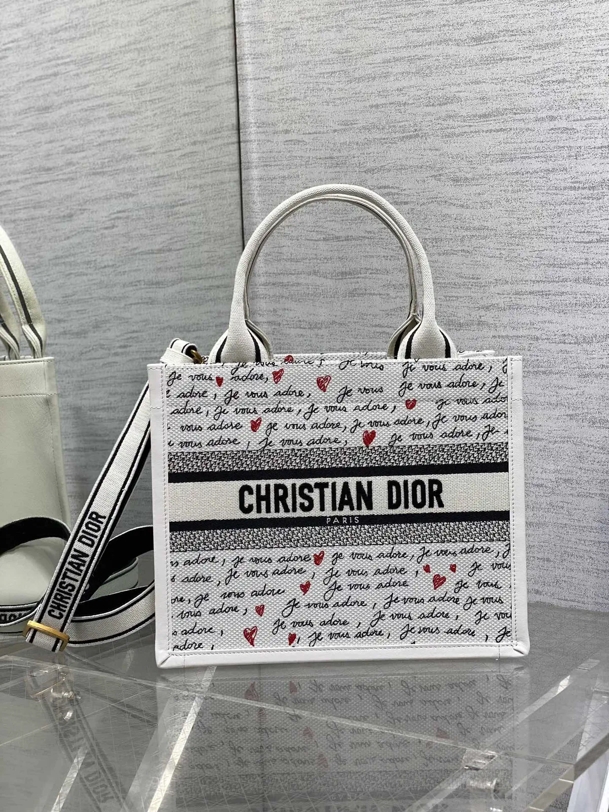 Dior Heart Embroidered Tote Bag image 1