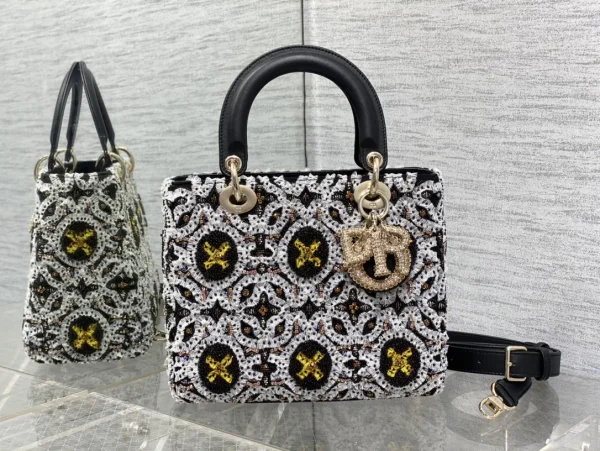 Dior Lady Limited Edition Beaded Embroidered Top Handle Bag image 1