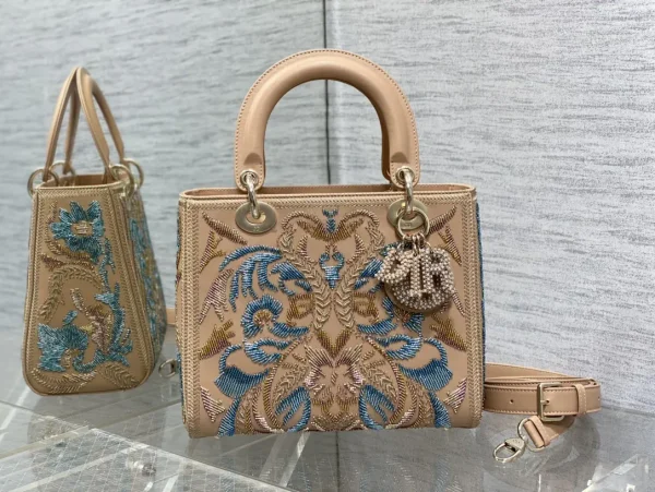 Dior Floral Bead Embroidered Top Handle Bag image 1