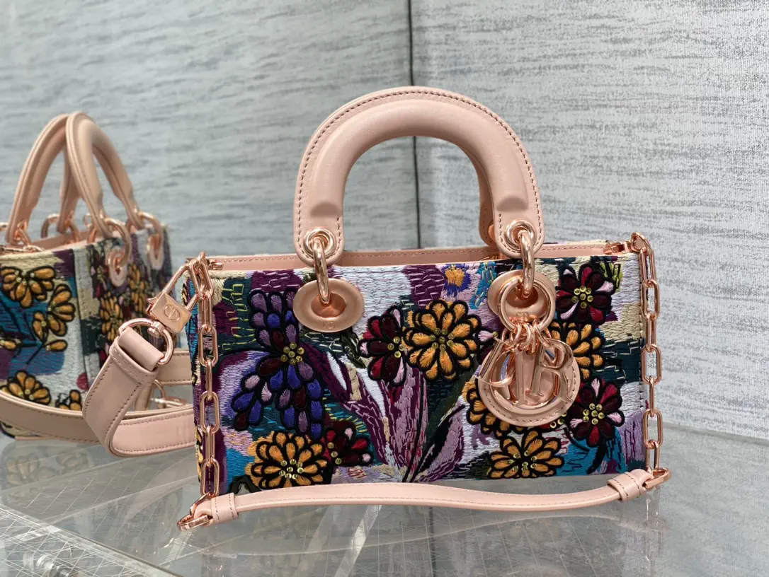 Dior Floral Embroidered Top Handle Bag image 1