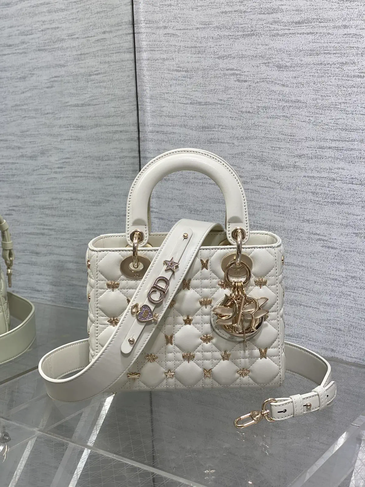 Dior Quilted Top Handle Bag with Decorative Studs image 1