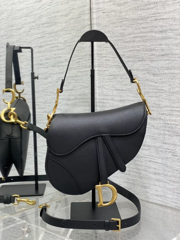 Dior Black Saddle Shoulder Bag with Detachable Strap image 1