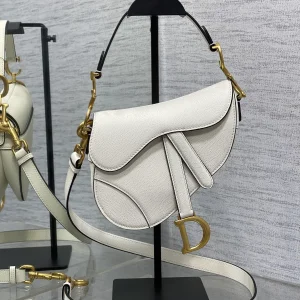 Dior White Saddle Bag with Detachable Shoulder Strap image 1