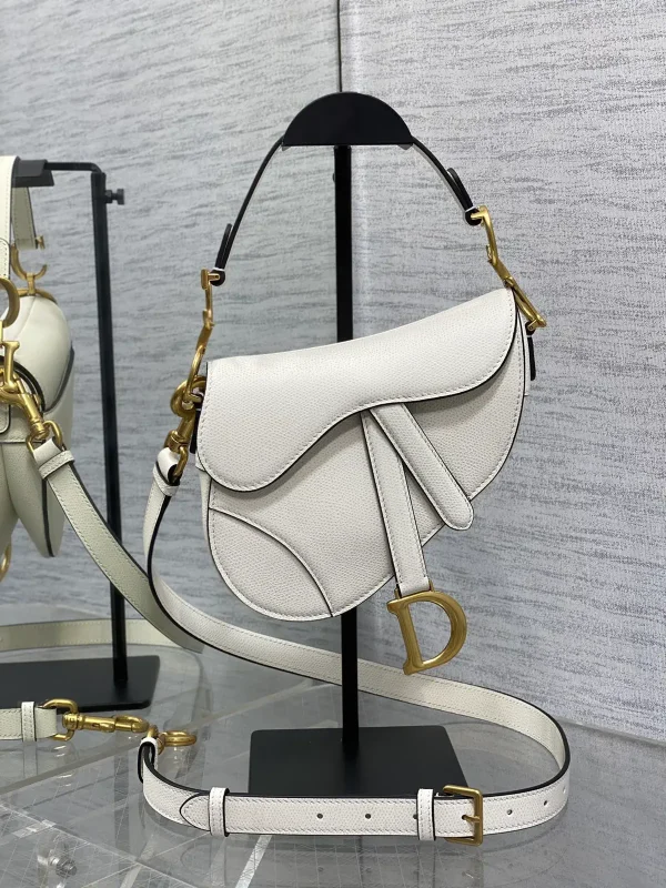 Dior White Saddle Bag with Detachable Shoulder Strap image 1