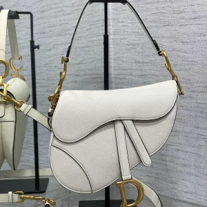 Dior White Saddle Shoulder Bag with Detachable Strap image 1