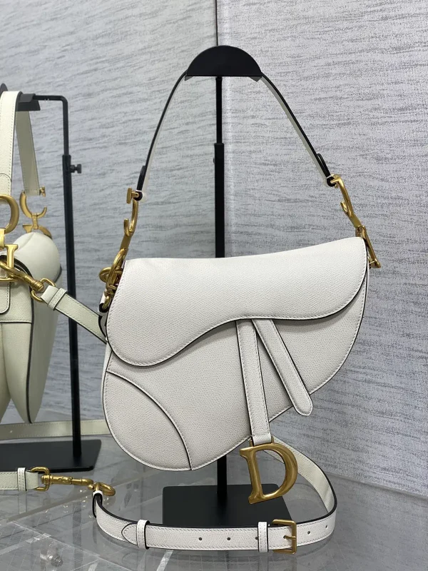 Dior White Saddle Shoulder Bag with Detachable Strap image 1