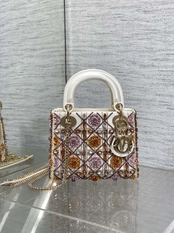 Dior Beaded Embroidered Mini Lady Dior Top Handle Bag image 1
