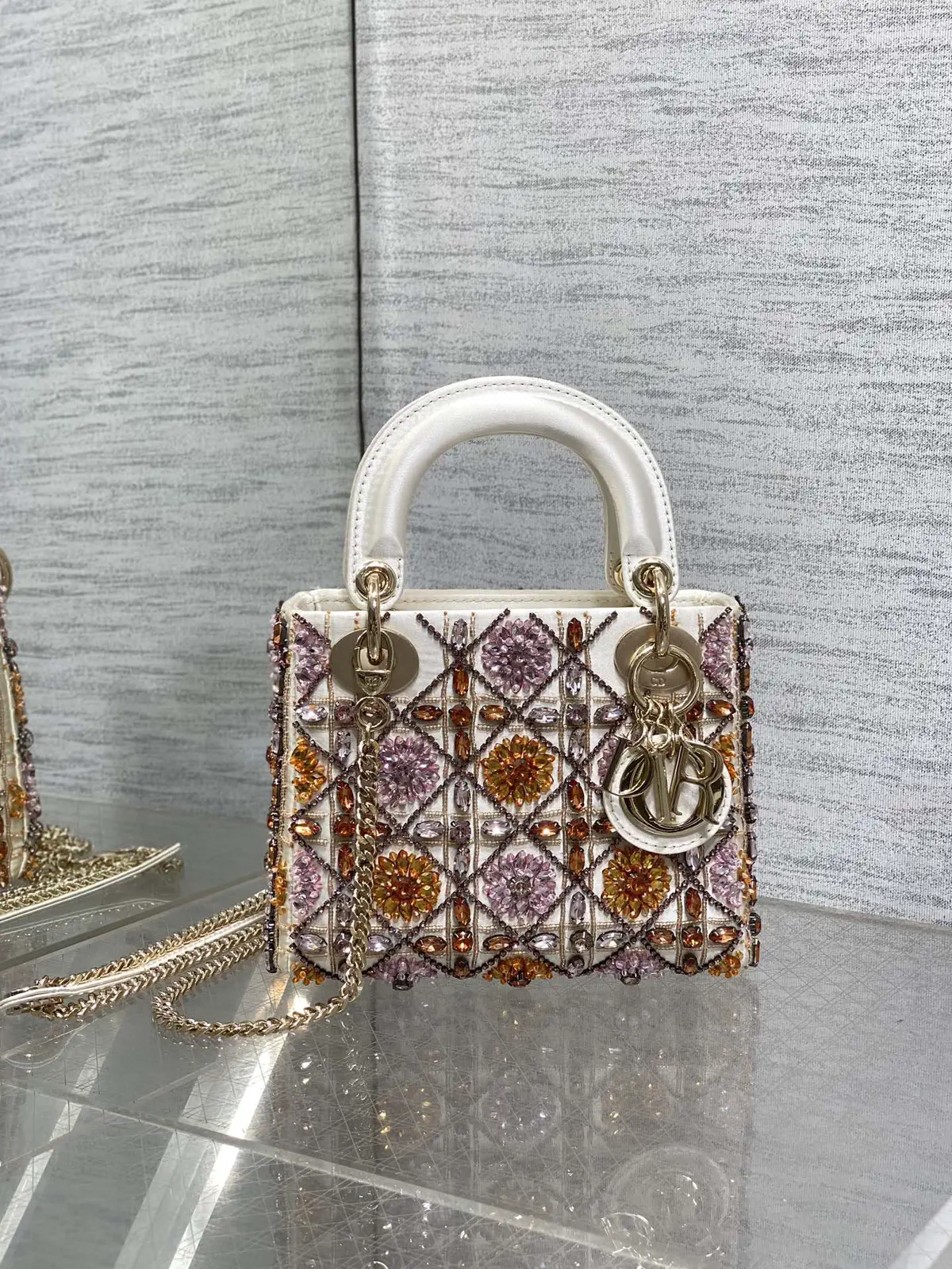 Dior Beaded Embroidered Mini Lady Dior Top Handle Bag image 1