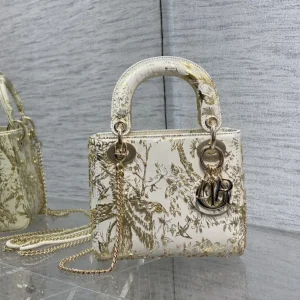 Dior White with Gold Embroidered Magpie Top Handle Bag image 1