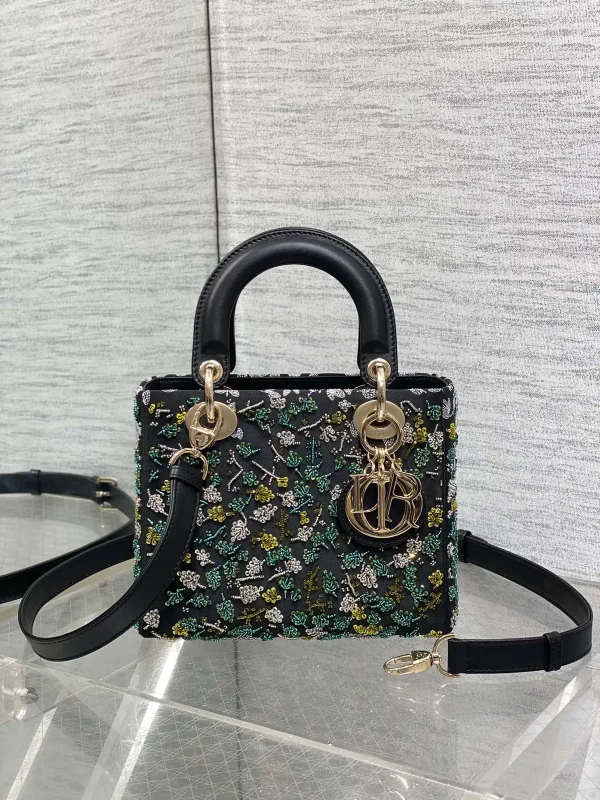 Dior Beaded Leaf Embroidered Top Handle Bag image 1