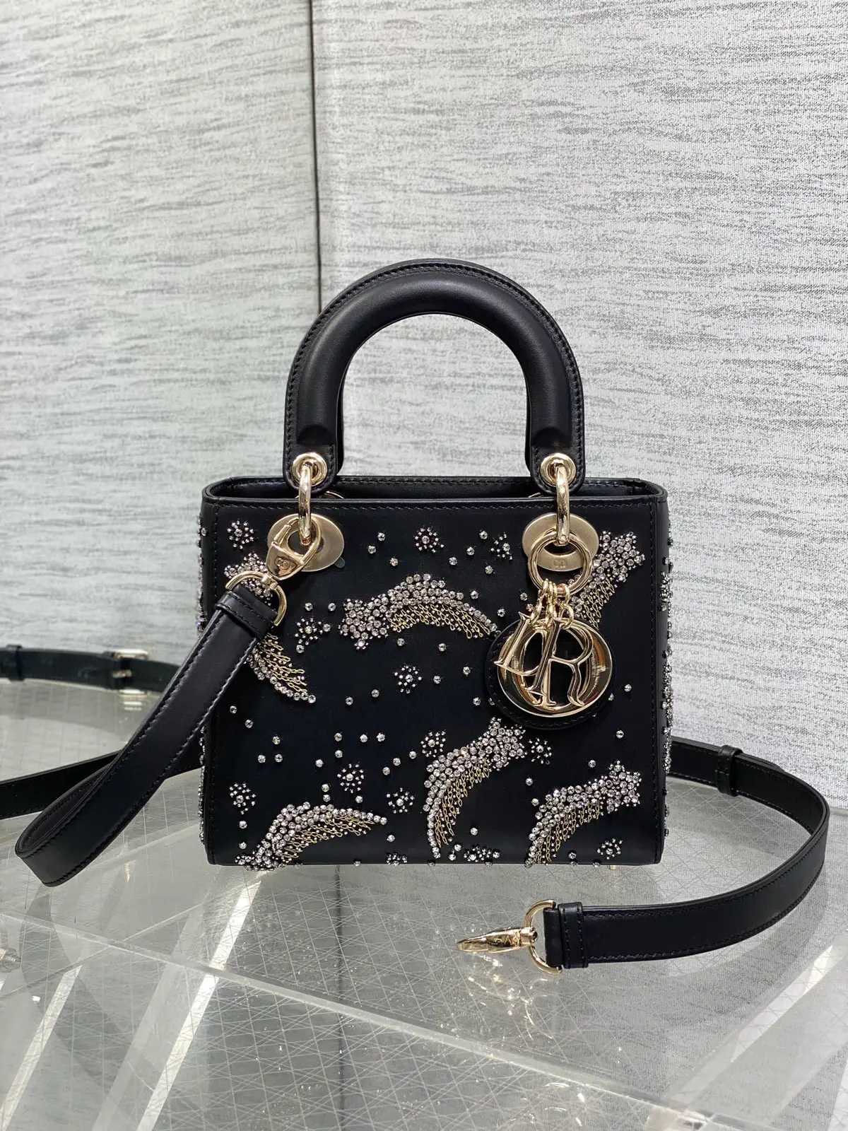 Dior Shooting Star Bead Embroidered Top Handle Bag image 1