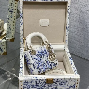 Dior Lady Dior Super Mini Embroidered Top Handle Bag with Storage Trunk image 1