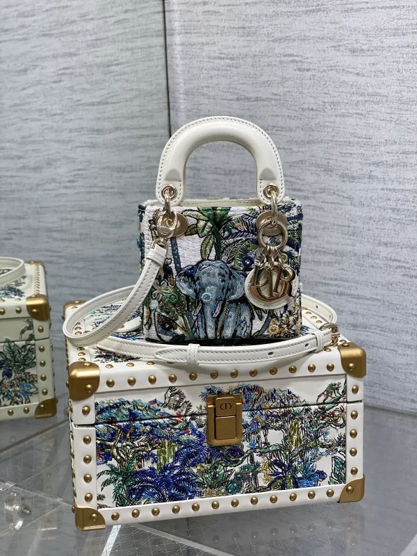 Dior Lady Dior Super Mini Top Handle Bag with Multicolor Indian Motif Embroidery image 1