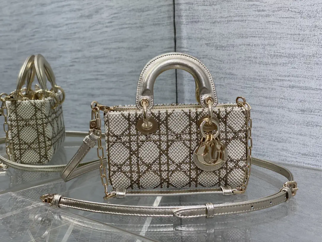 Dior Mini Hand-Embroidered Beaded Top Handle Bag image 1