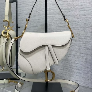 Dior White Saddle Bag with Detachable Adjustable Strap image 1