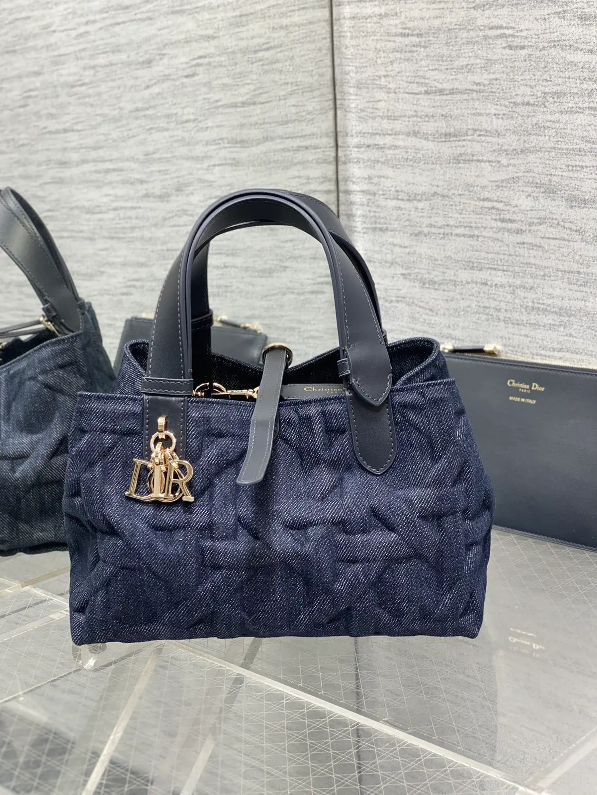 Dior Quilted Denim Top Handle Bag image 1