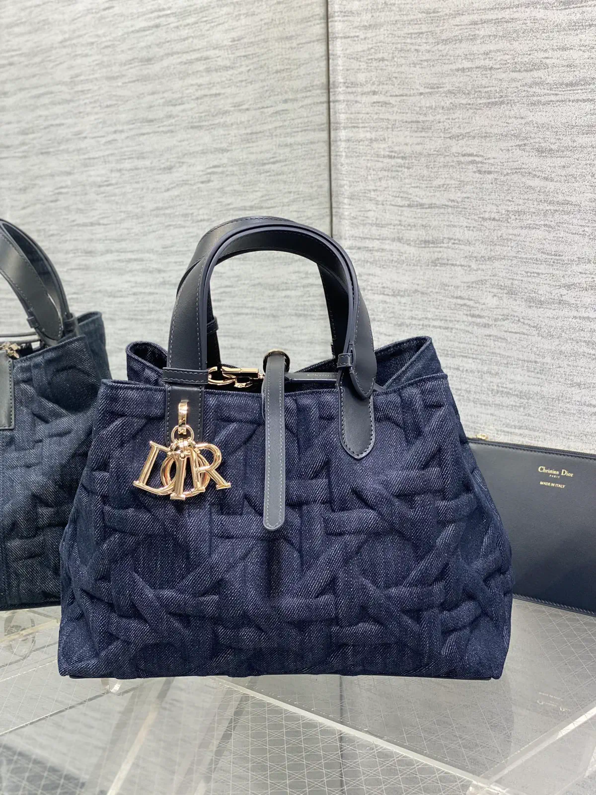 Dior Quilted Denim Top Handle Bag image 1