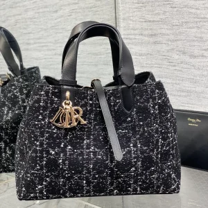 Dior Checked Tweed Top Handle Bag image 1