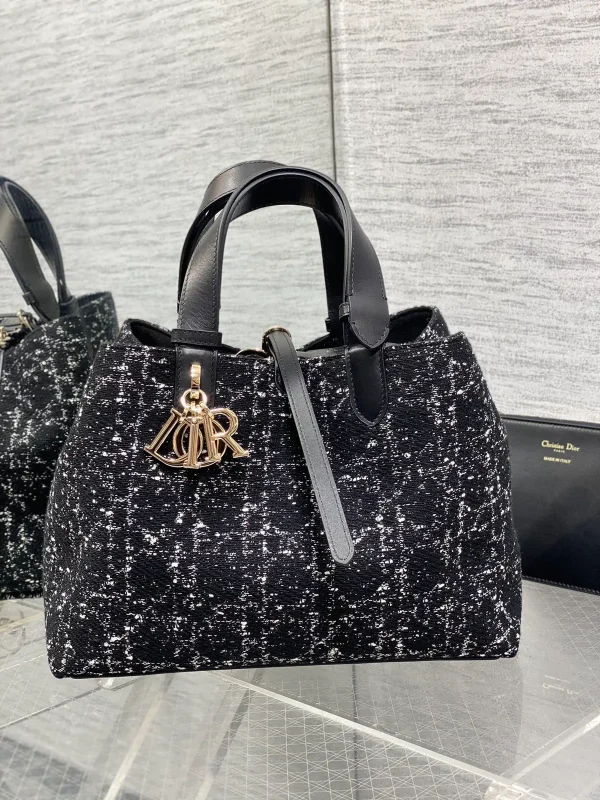 Dior Checked Tweed Top Handle Bag image 1