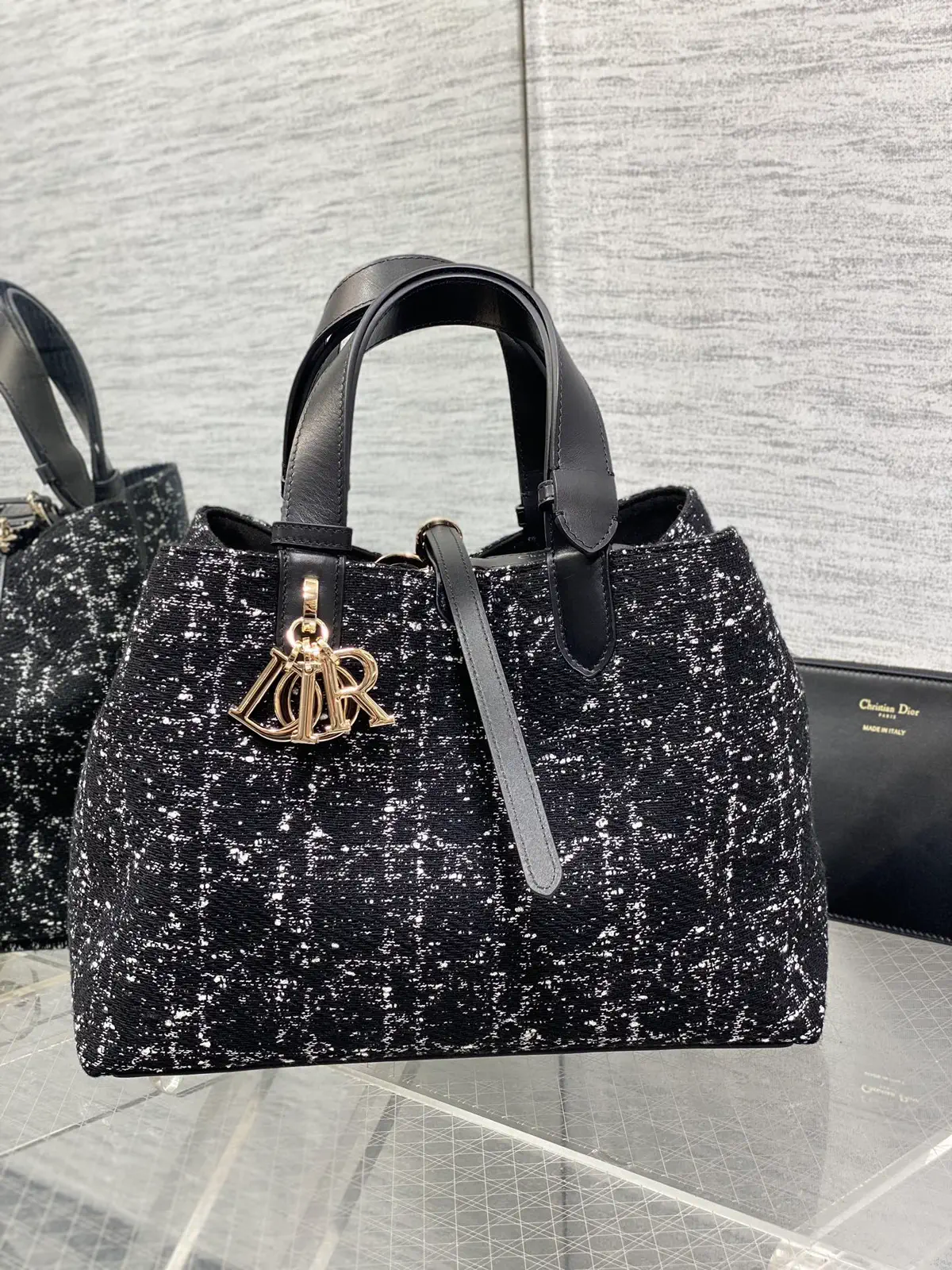 Dior Checked Tweed Top Handle Bag image 1