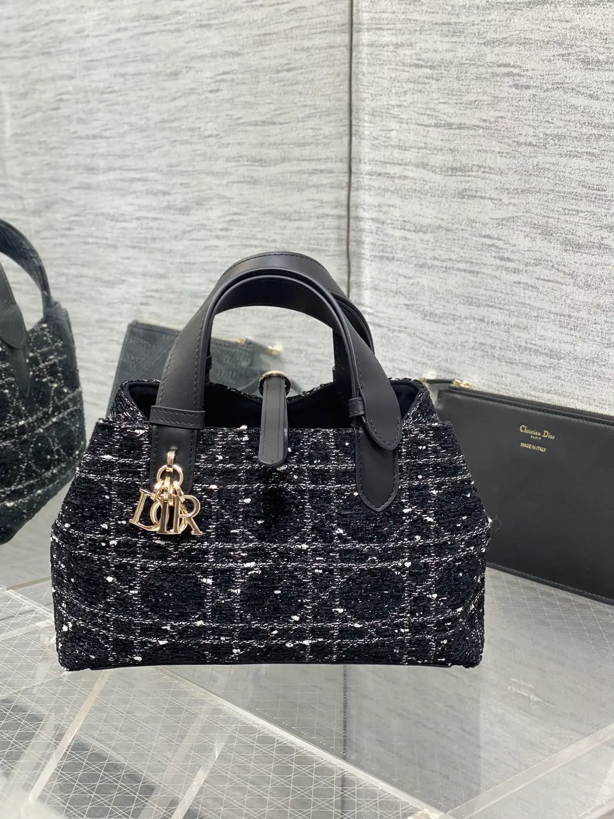 Dior Checked Tweed Top Handle Bag image 1