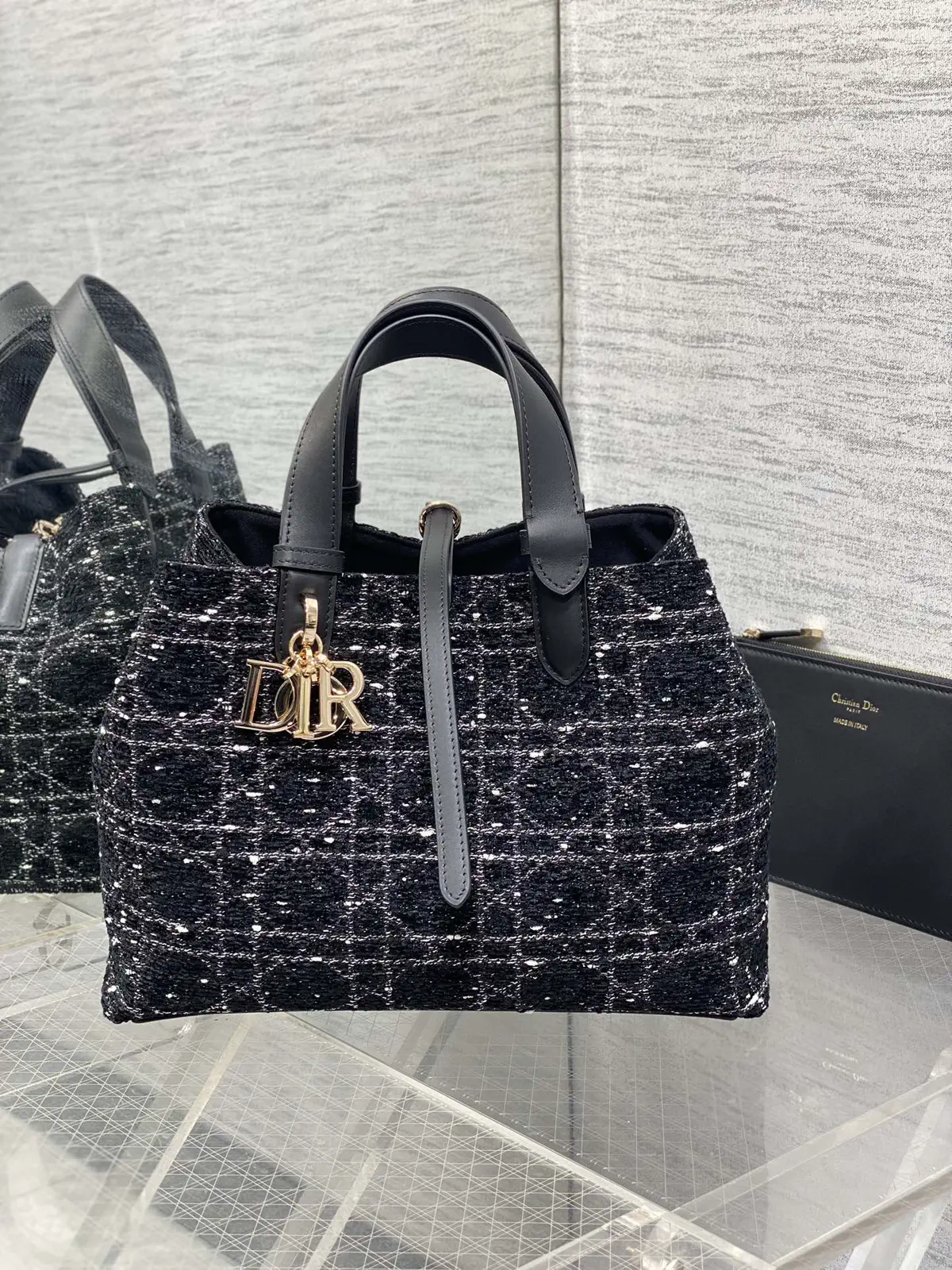 Dior Quilted Tweed Top Handle Bag image 1