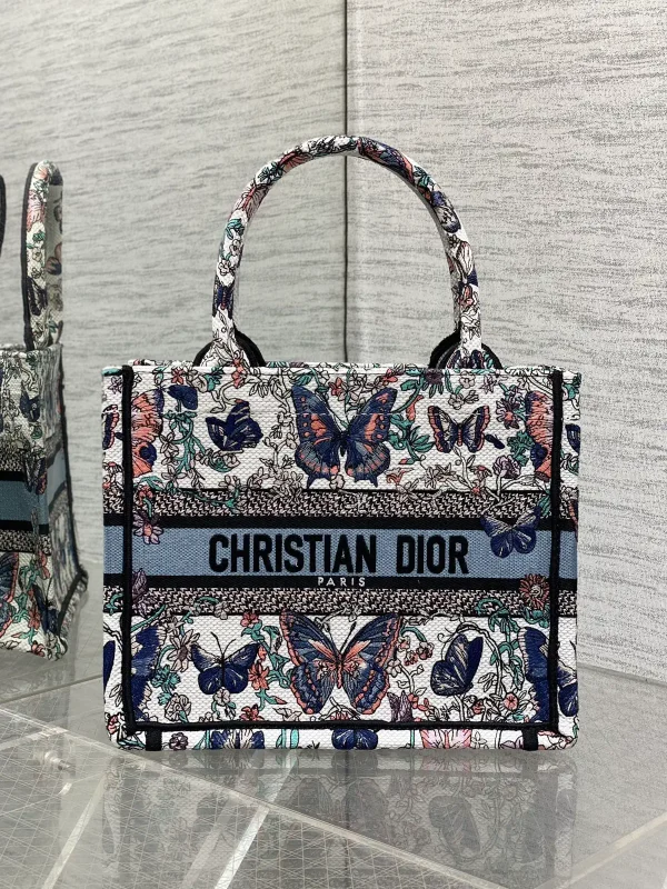 Dior Butterfly Floral Embroidered Tote Bag image 1