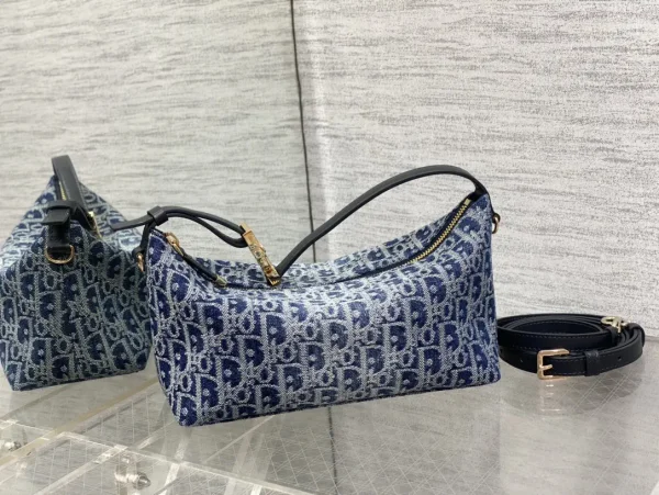Dior Monogram Denim Blue Shoulder Bag with Shoulder Strap image 1