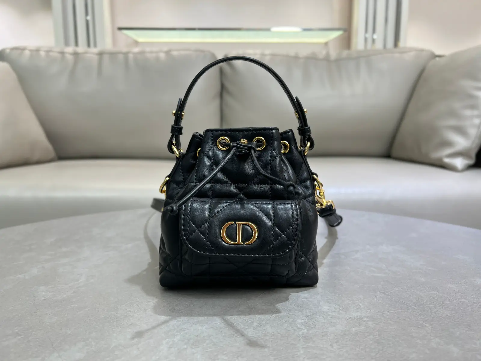 Dior Micro Caro Quilted Bucket Bag image 1