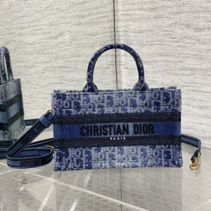 Dior Mini Denim Monogram Tote Bag image 1