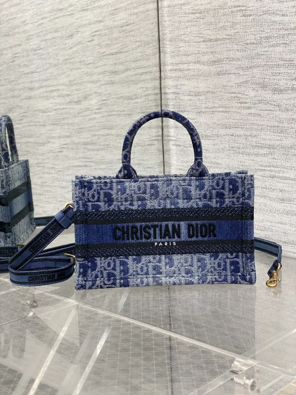 Dior Mini Denim Monogram Tote Bag image 1