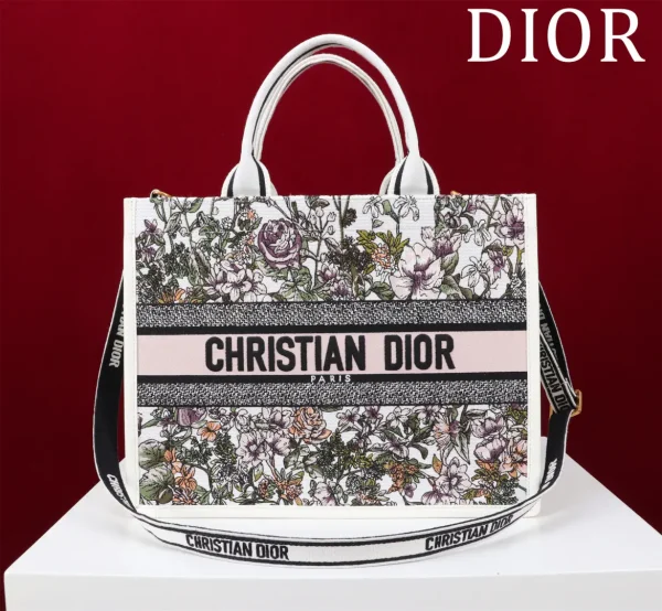 Dior Floral Print Tote Bag with Detachable Shoulder Strap image 1