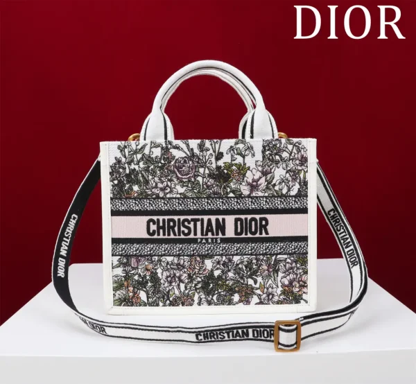 Dior Floral Print Tote Bag with Detachable Shoulder Strap image 1