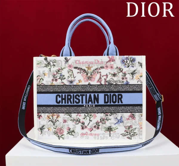 Dior Floral Print Tote Bag with Detachable Shoulder Strap image 1