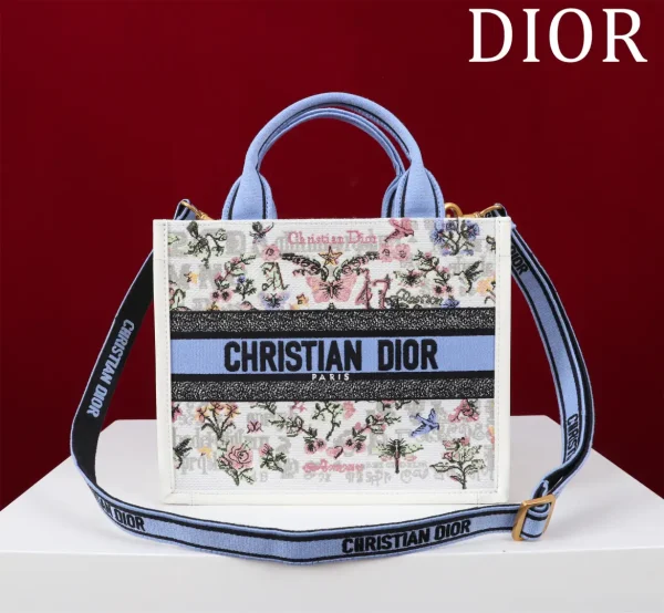 Dior Floral Embroidered Tote Bag image 1