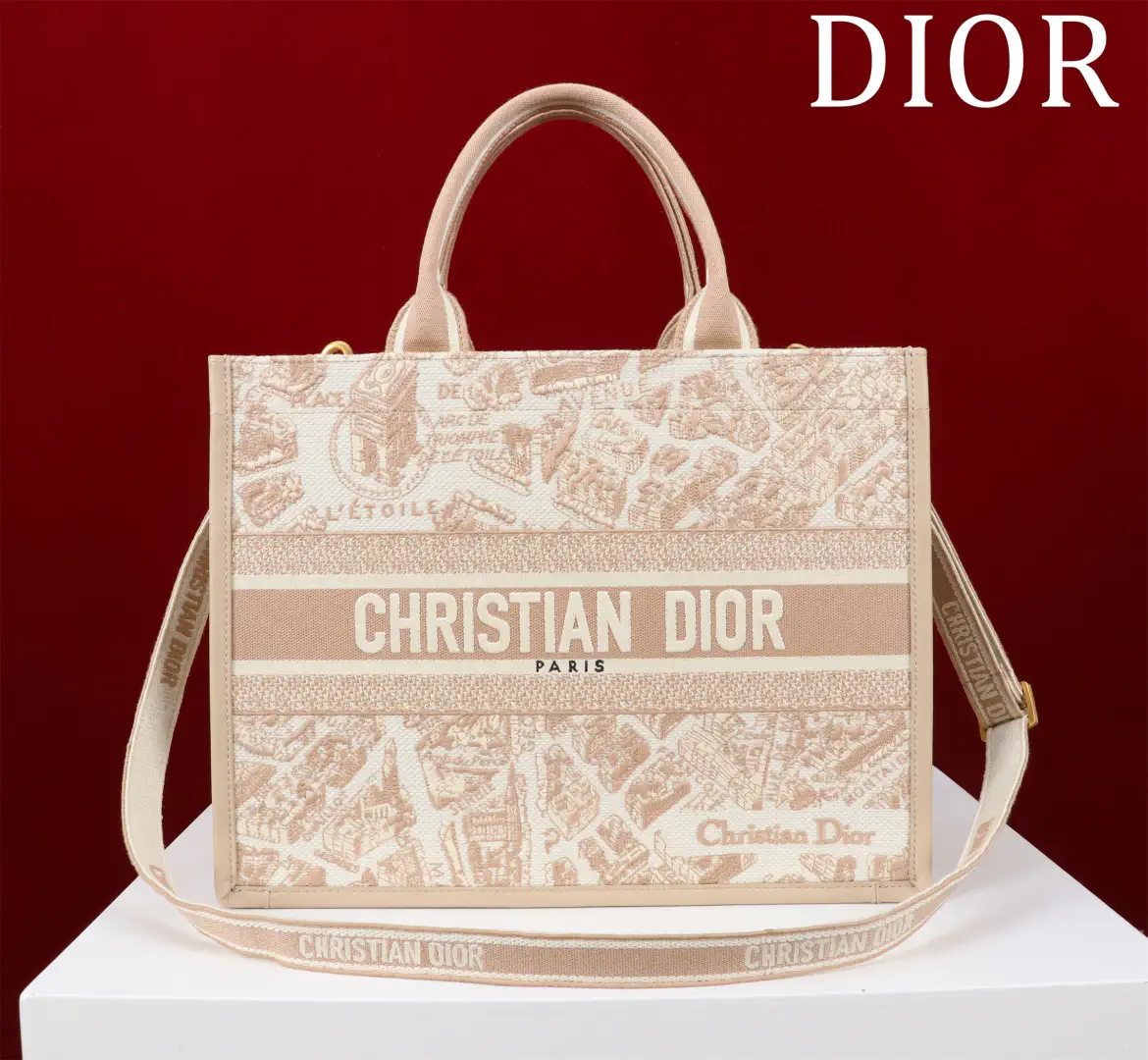 Dior Embroidered Tote Bag with Detachable Shoulder Strap image 1